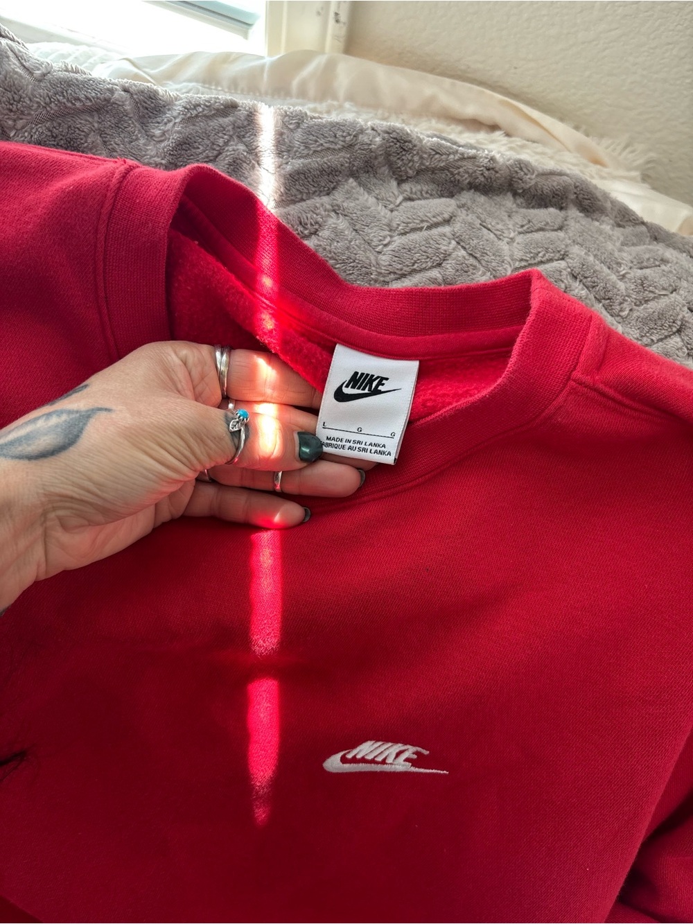 Nike Red Men’s Small Swoosh Crewneck Sweatshirt